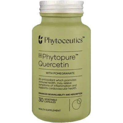 A Supplement container with the name Phytopure Quercetin with Pomegranate - Liposomal by Phytoceutics.