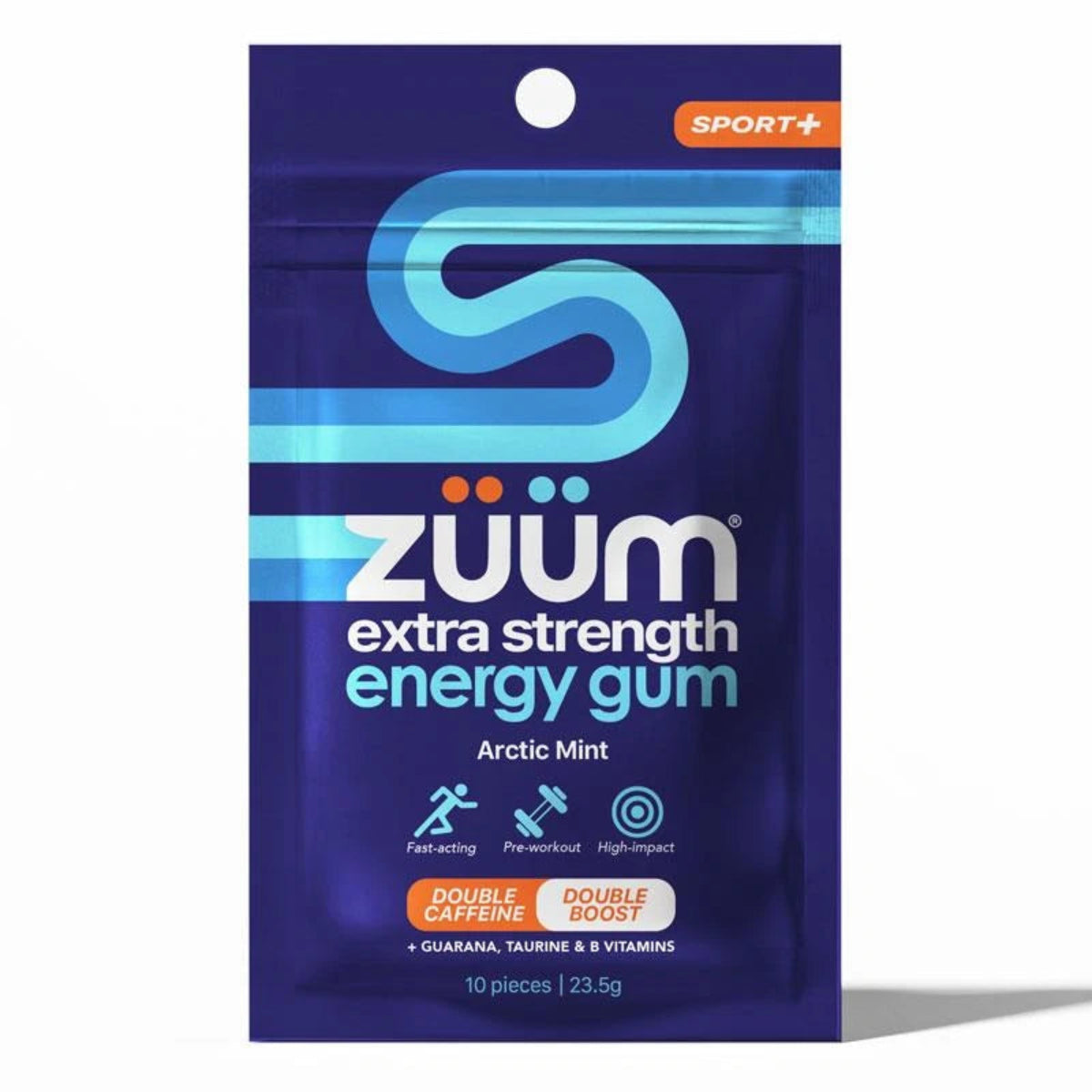 A Supplement packet with the name Zuum extra strength energy gum (Arctic Mint) by Zuum Gum