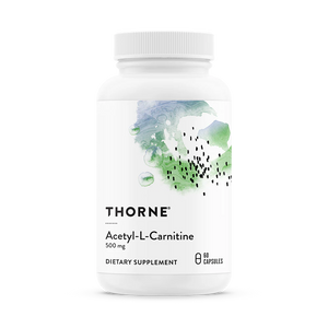 A Supplement container with the name Acetyl-L-Carnitine by Thorne.