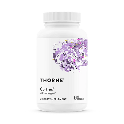 A Supplement container with the name Cortrex by Thorne.