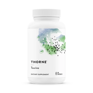 A Supplement container with the name Taurine by Thorne.