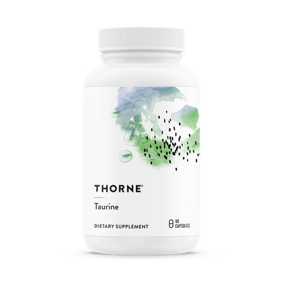 A Supplement container with the name Taurine by Thorne.