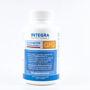 A Supplement container with the name GeneActiv Formulation G (GFG) (240 Veg Caps) by Integra Nutritionals.