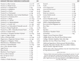 Text listing the ingredients including L-Theanine, TMG, Trimethylglycine. Betaine Anhydrous, VItamin b1, Thiamine HCl, Vitamin b2, Riboflavin, Vitamin b3, Niacinamide, Vitamin b5, calcuim Pantothenate, Vitamin b6, Pyridoxal HCl, Pyridocal 5 Phosphate, p5p, Vitamin b7, Biotin, Vitamin b9, L-5-Mthf , Vitamin b12, Adenosylcobalamin, Hydroxycobalamin, Methylcobalamin, Iodine, POtassium Iodide, Selenium as Seleomethionine Vitamin A