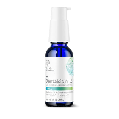 A supplement bottle called Dentalcidin LS by Biocidin Botanicals