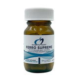 Imag eof a white supplement bottle that says desigsn for health ferro supreme iron (II) Glycnate equiv. iron 24mg calcium ascorbate dihydrate 219.08mg 30 vegetarian hard capsules 